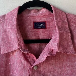 UNTUCKit Men’s XXL Certan de May Red & White Linen Button Up Long Sleeve Shirt
